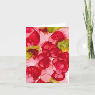 "Budding Red" - Alcohol Ink Art Print Kaart