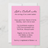 Budding Twins Baby shower Roze Tulp Uitnodiging (Achterkant)