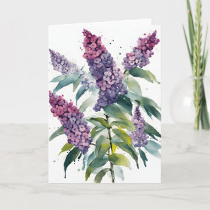 Buddleia - Watercolor bloemen Kaart