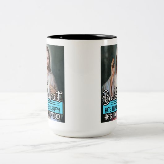 Buddy Christ, hij is blij! Hij is Scrappy! Tweekleurige Koffiemok (Center)