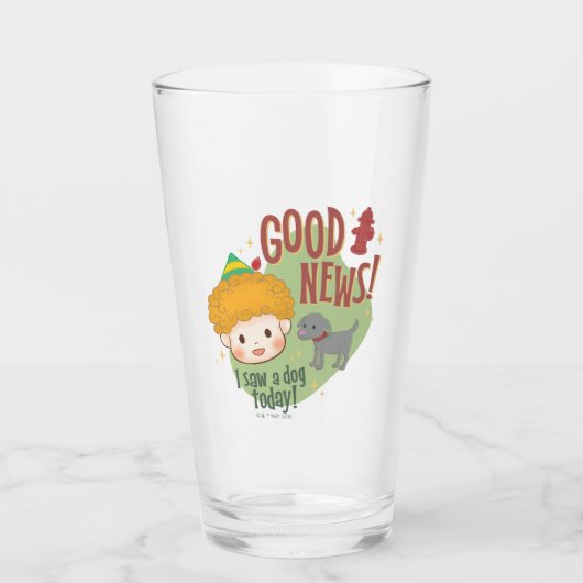 Buddy de Elf Goed nieuws! Vandaag een hond gezien! Glas (Voorkant)