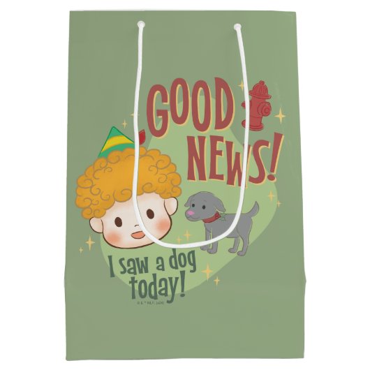 Buddy de Elf Goed nieuws! Vandaag een hond gezien! Medium Cadeauzakje (Achterkant)