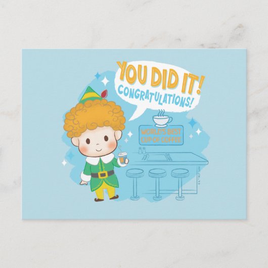 Buddy de Elf, je hebt het gedaan! Gefeliciteerd! Feestdagenkaart (Voorkant)