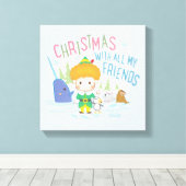 Buddy de Elf Kerstmis met al mijn vrienden Canvas Afdruk (Insitu (Houten vloer))