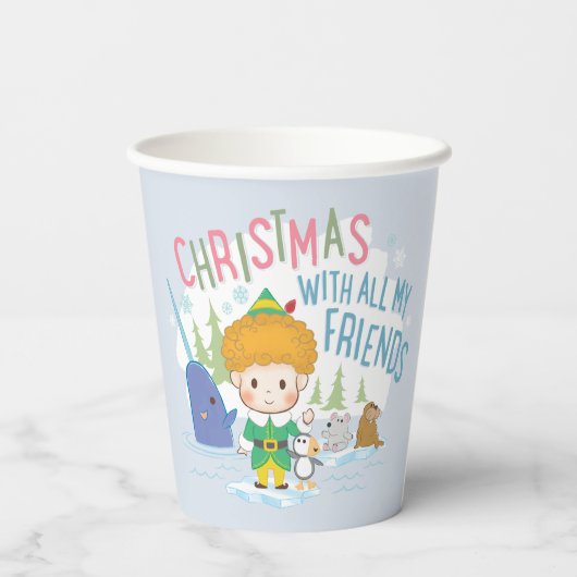 Buddy de Elf Kerstmis met al mijn vrienden Papieren Bekers (Achterkant)