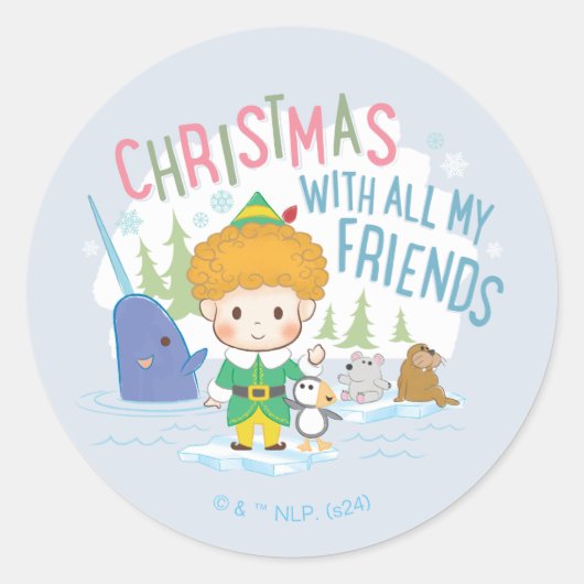 Buddy de Elf Kerstmis met al mijn vrienden Ronde Sticker (Voorkant)