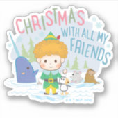 Buddy de Elf Kerstmis met al mijn vrienden Sticker (Voorkant)