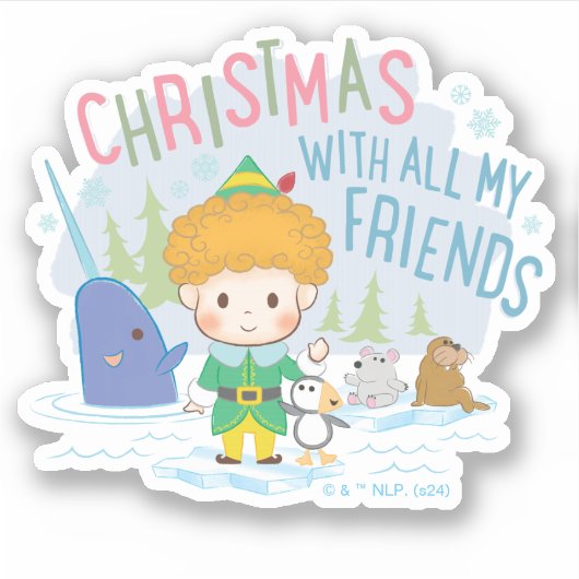 Buddy de Elf Kerstmis met al mijn vrienden Sticker (Voorkant)