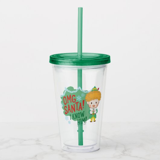 Buddy de Elf OMG Santa! Ik ken hem! Acryl Drinkbeker (Voorkant)