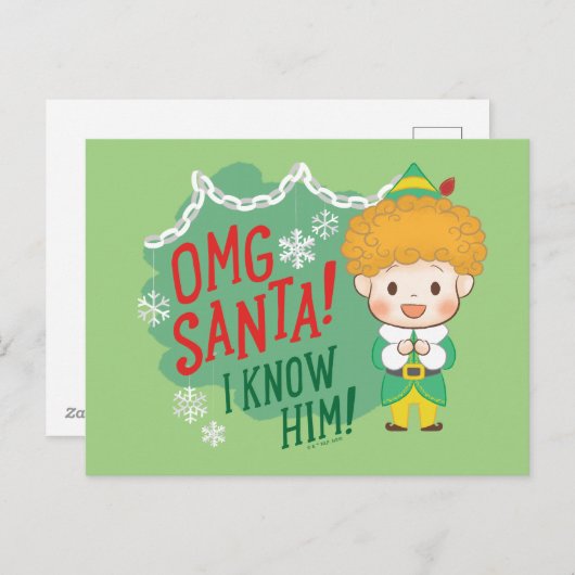 Buddy de Elf OMG Santa! Ik ken hem! Feestdagenkaart (Voorkant / Achterkant)