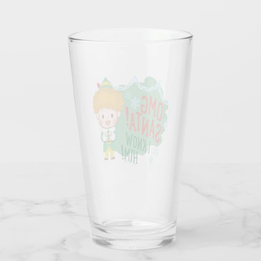 Buddy de Elf OMG Santa! Ik ken hem! Glas (Achterkant)