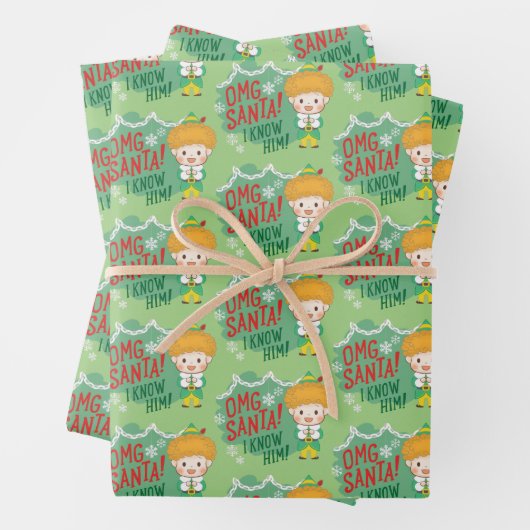 Buddy de Elf OMG Santa! Ik ken hem! Inpakpapier Vel (In situ)
