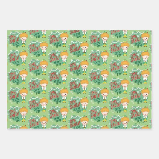 Buddy de Elf OMG Santa! Ik ken hem! Inpakpapier Vel (Voorkant)