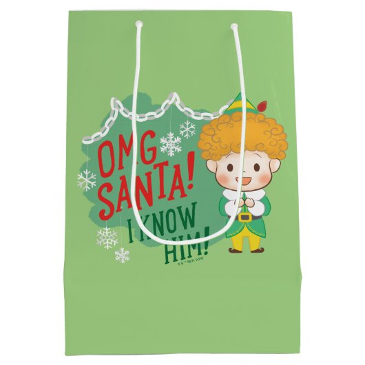 Buddy de Elf OMG Santa! Ik ken hem! Medium Cadeauzakje (Achterkant)