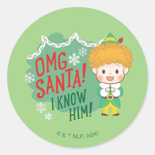 Buddy de Elf OMG Santa! Ik ken hem! Ronde Sticker (Voorkant)