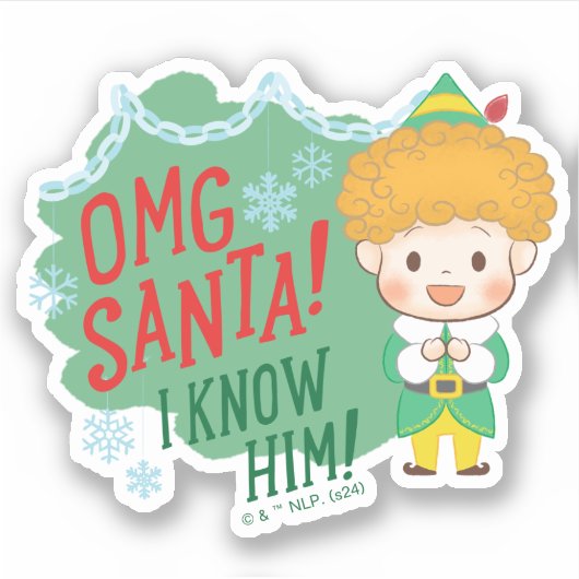 Buddy de Elf OMG Santa! Ik ken hem! Sticker (Voorkant)