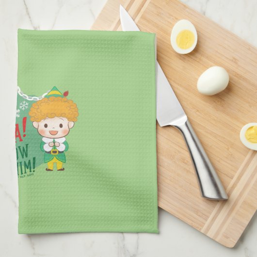 Buddy de Elf OMG Santa! Ik ken hem! Theedoek (Quarter Fold)