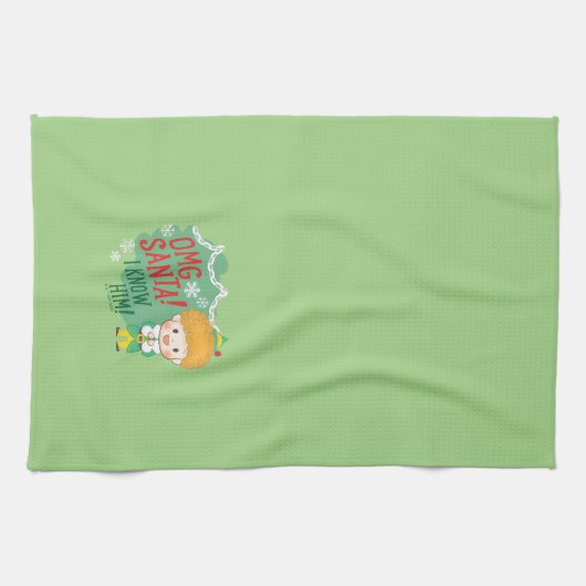 Buddy de Elf OMG Santa! Ik ken hem! Theedoek (Horizontaal)