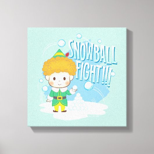 Buddy de Elf Sneeuwballengevecht! Canvas Afdruk (Voorkant)