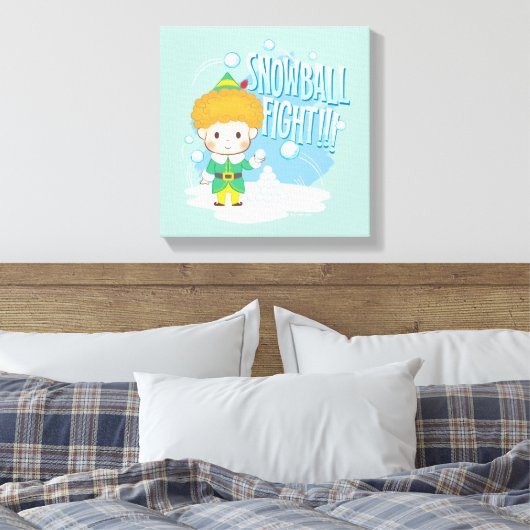 Buddy de Elf Sneeuwballengevecht! Canvas Afdruk (Insitu (Slaapkamer))