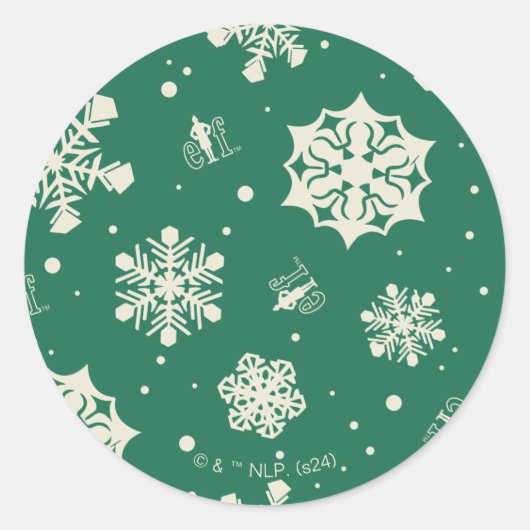 Buddy de Elf Sneeuwvlok Patroon Ronde Sticker (Voorkant)