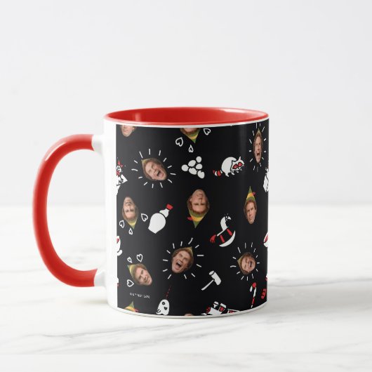 Buddy de Elf Zwarte Doodle Patroon Mok (Links)