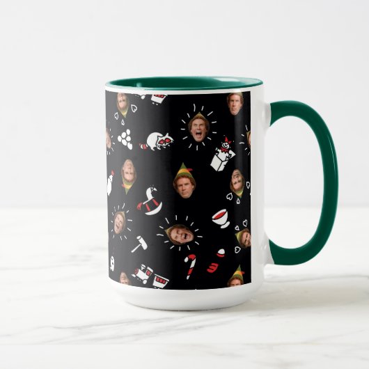 Buddy de Elf Zwarte Doodle Patroon Mok (Rechts)