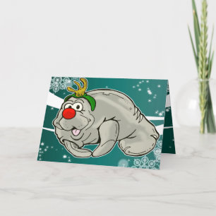 Buddy de Red-Nosed Manatee kerst Kaart
