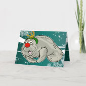 Buddy de Red-Nosed Manatee kerst Kaart (Voorkant)