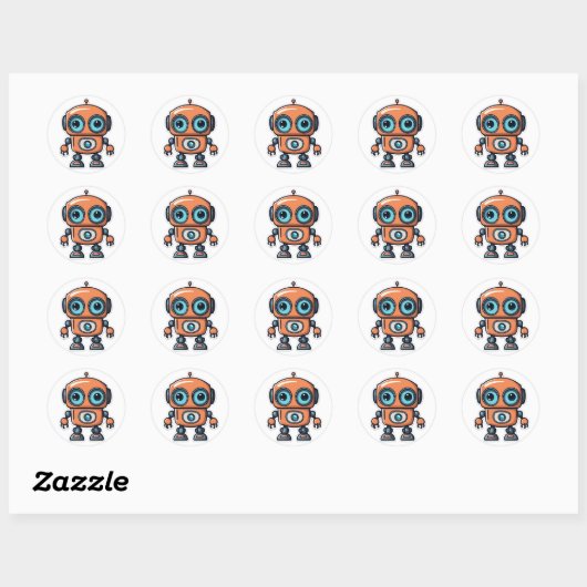 Buddy Robot Ronde Sticker (Vel)