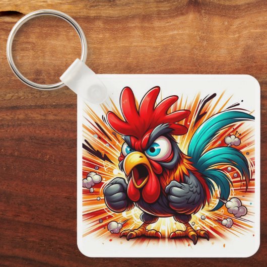 "Buddy Rooster" Double Sided Aluminum Keychain (Voorkant)