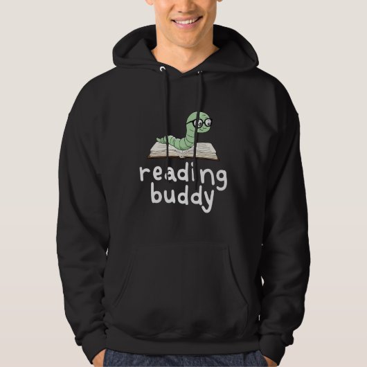 Buddy Schattigee boekenwurm lezen met boek Hoodie (Voorkant)