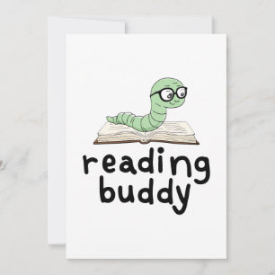 Buddy Schattigee boekenwurm lezen met boek Kaart