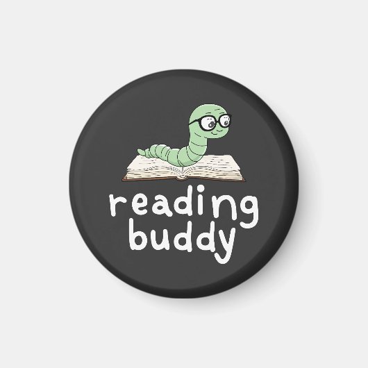 Buddy Schattigee boekenwurm lezen met boek Magneet (Voorkant)