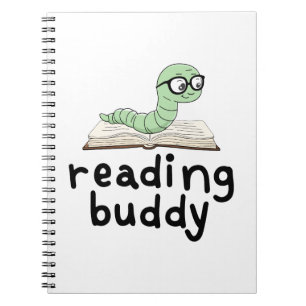 Buddy Schattigee boekenwurm lezen met boek Notitieboek