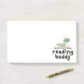 Buddy Schattigee boekenwurm lezen met boek Post-it® Notes (Op bureau)