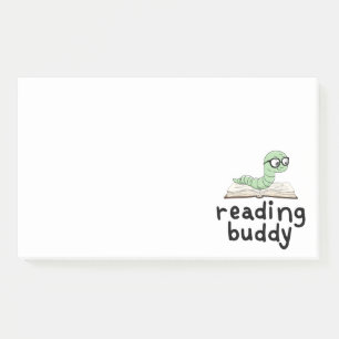 Buddy Schattigee boekenwurm lezen met boek Post-it® Notes
