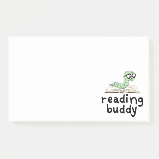 Buddy Schattigee boekenwurm lezen met boek Post-it® Notes (Voorkant)