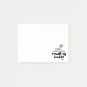 Buddy Schattigee boekenwurm lezen met boek Post-it® Notes