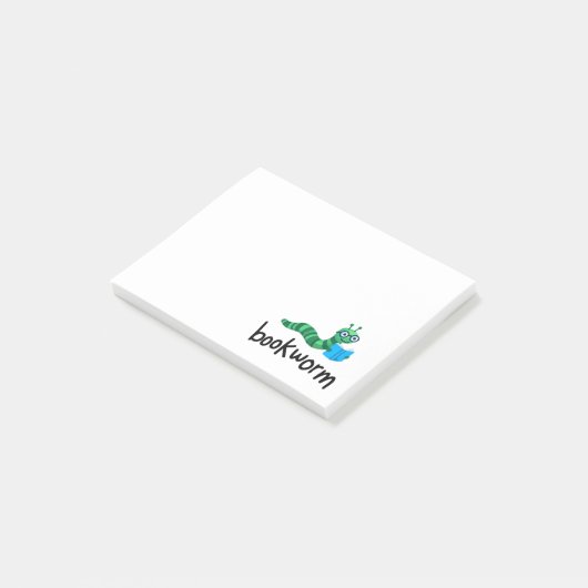 Buddy Schattigee boekenwurm lezen met boek Post-it® Notes (Schuin)