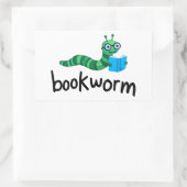 Buddy Schattigee boekenwurm lezen met boek Rechthoekige Sticker (Tas)