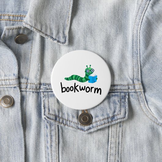 Buddy Schattigee boekenwurm lezen met boek Ronde Button 7,6 Cm (In situ)