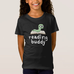 Buddy Schattigee boekenwurm lezen met boek T-shirt