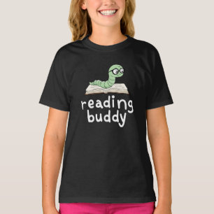 Buddy Schattigee boekenwurm lezen met boek T-shirt