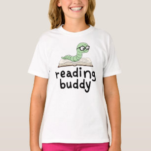 Buddy Schattigee boekenwurm lezen met boek T-shirt