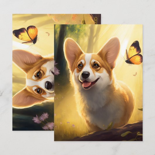 Buddy the Corgi - Whimsical Dog Briefkaart (Voorkant / Achterkant)