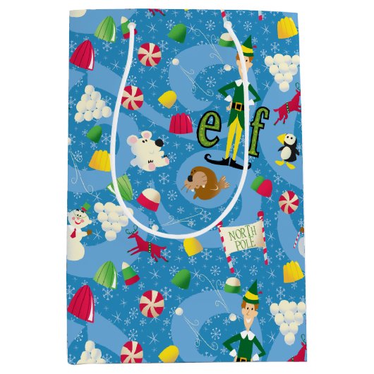 Buddy the Elf Cartoon Pattern Medium Cadeauzakje (Voorkant)