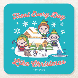 Buddy the Elf Chibi Graphic Kartonnen Onderzetters
