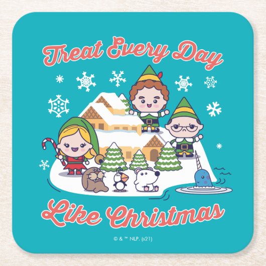 Buddy the Elf Chibi Graphic Kartonnen Onderzetters (Voorkant)