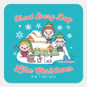 Buddy the Elf Chibi Graphic Vierkante Sticker